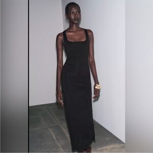 Classic Black Square-Neck Maxi Dress